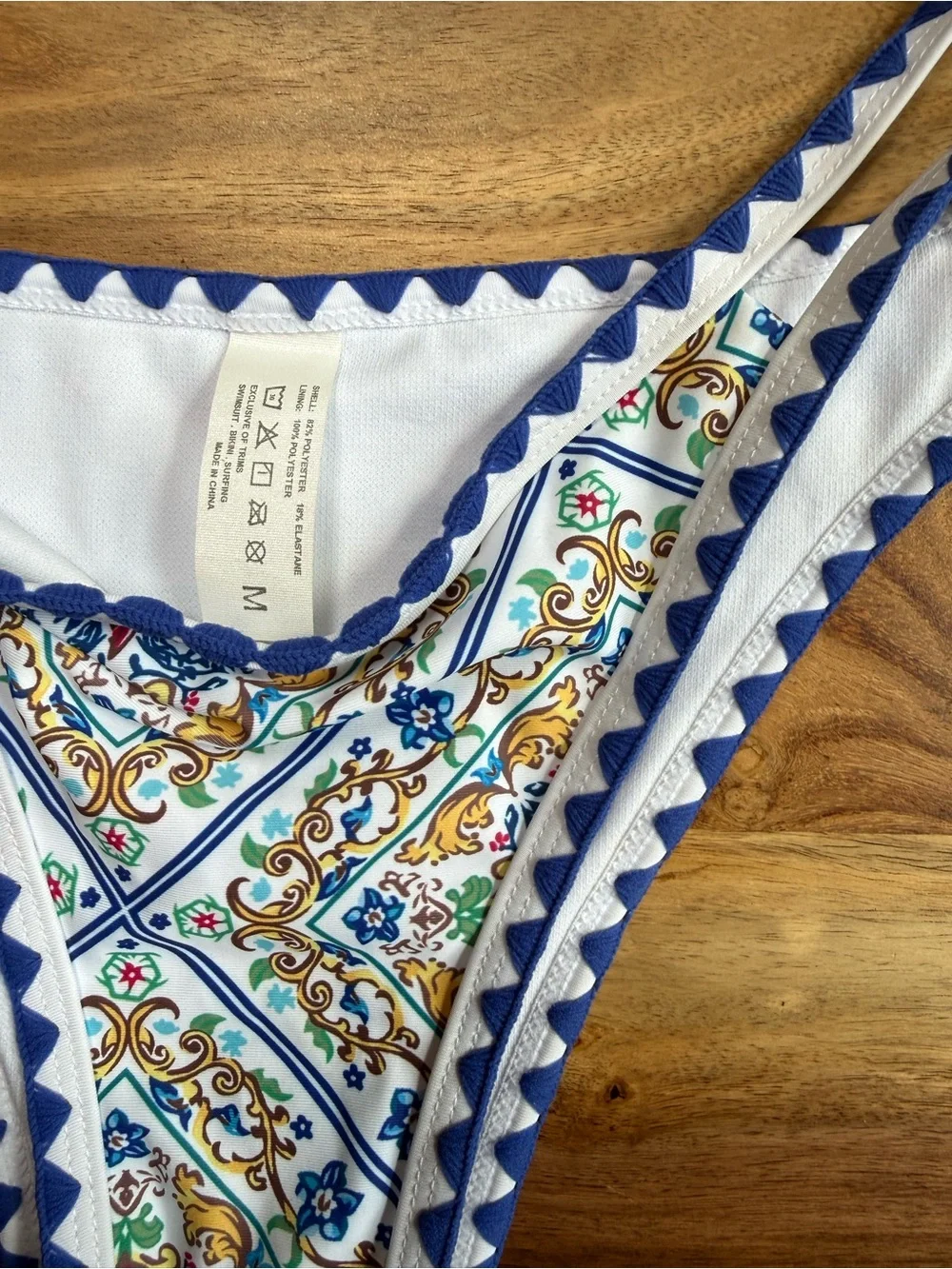 Blue & White Printed Triangle Bikini Set